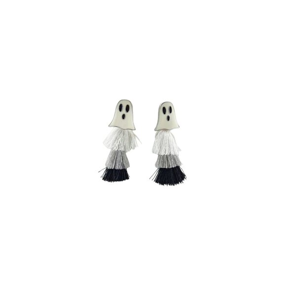 HALLOWEEN Ghost Tiered Fringe Earrings NEW - Picture 4 of 4